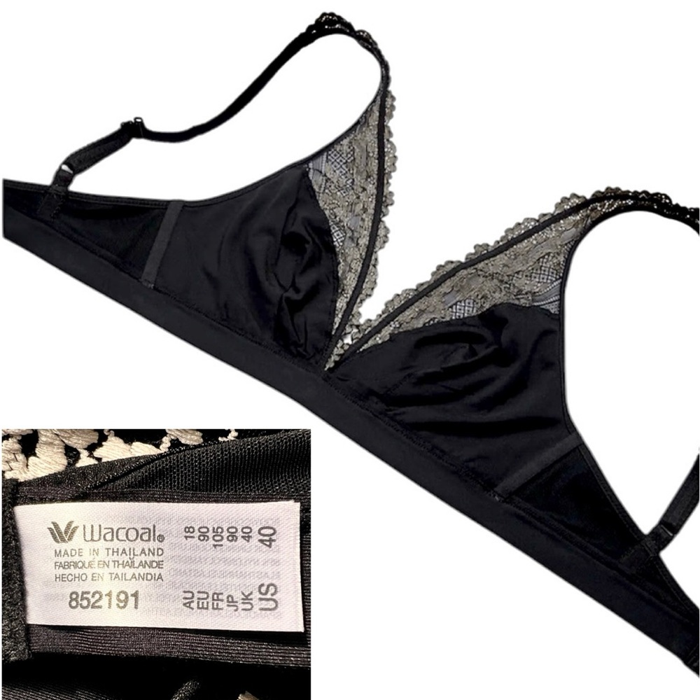 - Wacoal Sz 40 Embrace Lace Black Wirefree Bralette! NEW! - Picture 8 of 16